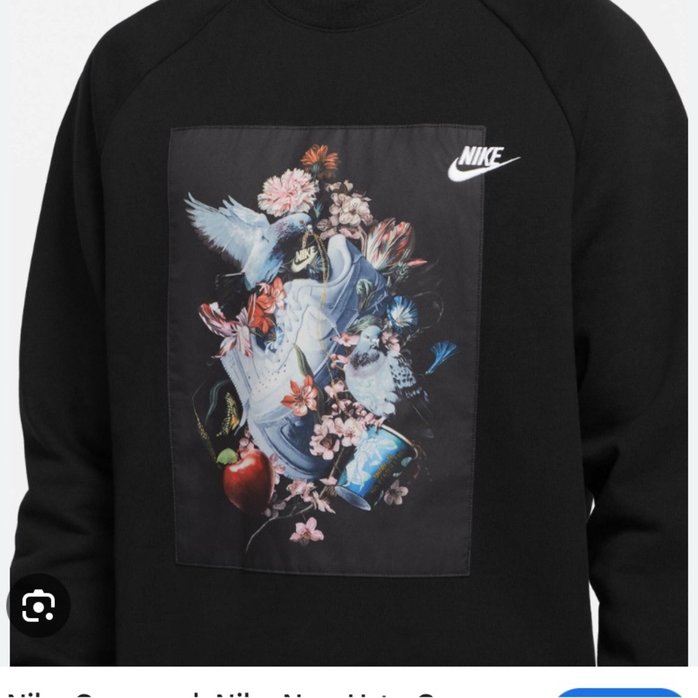 Nike fleece Crewneck AF1 black floral dove sweatshirt Air Force 1’s hoodie